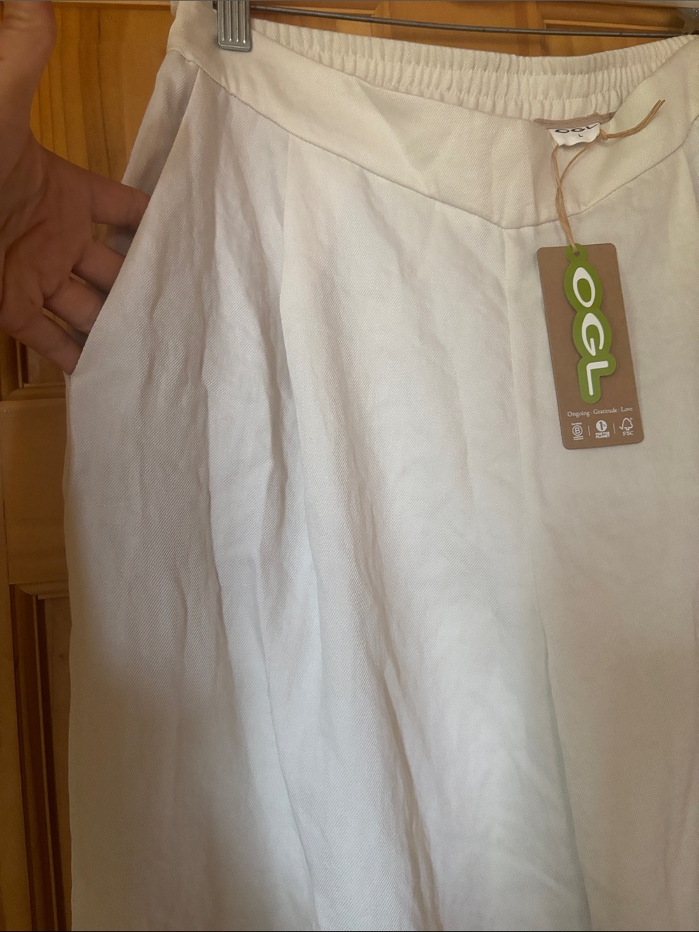OGL White Linen wide leg pants Flowing Summer Style - Picture 6 of 6